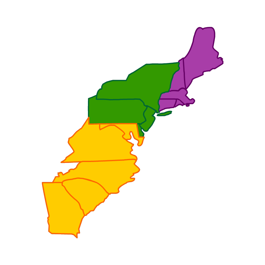 Regions of the Thirteen Colonies